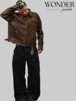 Brown Mutimer Leather Jacket Front