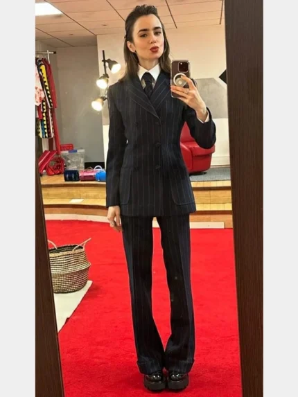 Emily in Paris S04 Lily Collins Black Striped Suit