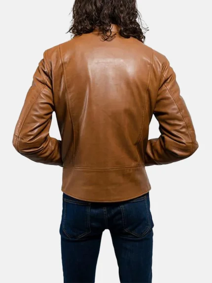 Grayson Brown Leather Biker Jacket