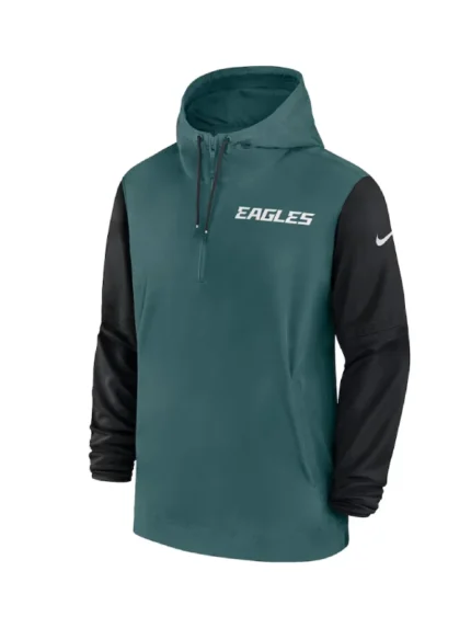 Nike Midnight GreenBlack Philadelphia Eagles Sideline Pre-Game Half-Zip Hoodie Jacket