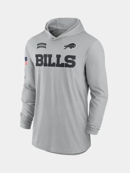 2024 Buffalo Bills Salute to Service Long Sleeve Hooded T-Shirt Grey