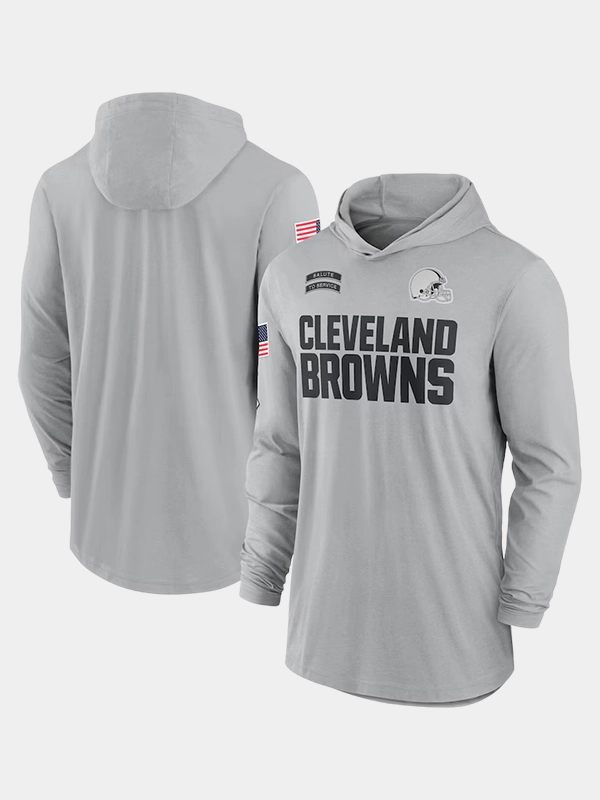 2024 Cleveland Browns Salute to Service Long Sleeve Hooded T-Shirt 2024 Cleveland Browns Salute to Service Long Sleeve Hooded T-Shirt
