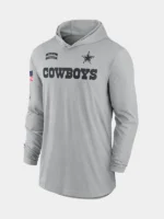 2024 Dallas Cowboys Salute to Service Long Sleeve Hooded Grey T-Shirt