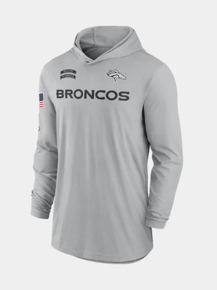 2024 Denver Broncos Salute to Service Long Sleeve Hooded T-Shirt Grey