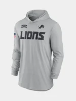 2024 Detroit Lions Salute to Service Long Sleeve Hooded T-Shirt Grey