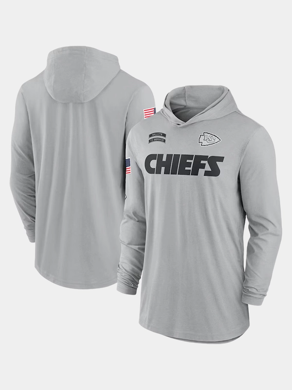 2024 Kansas City Chiefs Salute to Service Long Sleeve Hooded T-Shirt 2024 Kansas City Chiefs Salute to Service Long Sleeve Hooded T-Shirt