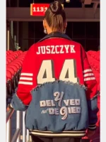 2024 Kristin Juszczyk 49ers Delayed not Denied Bomber Jacket