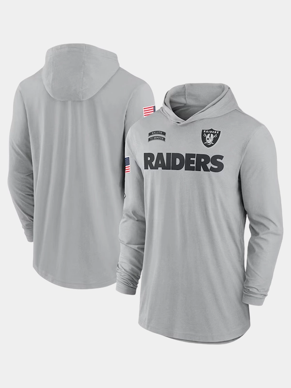 2024 Las Vegas Raiders Salute to Service Long Sleeve Hooded T-Shirt 2024 Las Vegas Raiders Salute to Service Long Sleeve Hooded T-Shirt