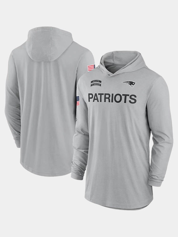 2024 New England Patriots Salute to Service Long Sleeve Hooded T-Shirt 2024 New England Patriots Salute to Service Long Sleeve Hooded T-Shirt
