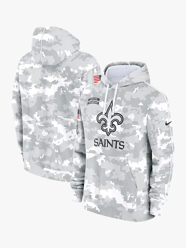 2024 New Orleans Saints Arctic Camo Salute to Service Hoodie 2024 New Orleans Saints Arctic Camo Salute to Service Hoodie