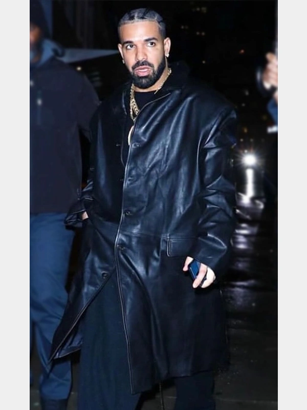 Drake Vaffanculo Black Leather Coat Drake Vaffanculo Black Leather Coat
