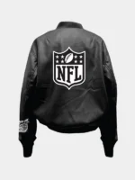 Jeff Hamilton NFL Black Leather Bomber Jacket