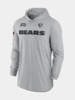 NFL 2024 Chicago Bears Salute to Service Long Sleeve Hooded T-Grey Shirt