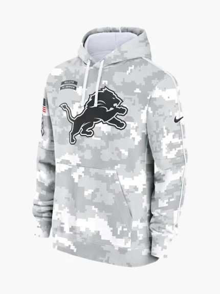 NFL 2024 Detroit Lions Arctic Camo Salute to Service Hoodie