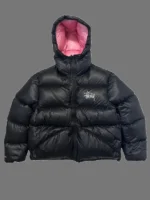 Stussy Puffer Jacket Black Pink