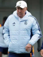 Adidas Real Madrid Hooded Puffer Jacket Blue