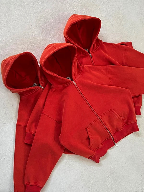 Broken Oslo Red Zip Hoodie Broken Oslo Red Zip Hoodie