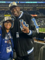 Earvin Magic Johnson Dodgers Black Varsity Jacket