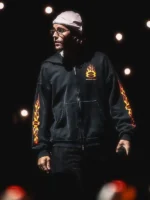 Justin Bieber Balenciaga Burning Unity Black Zip-Up Hoodie