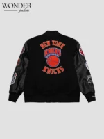 New York Knicks Black Varsity Jacket Back