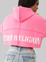 True Religion Pink Crop Hoodie