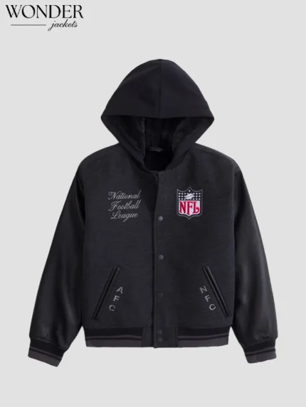 Abercrombie NFL Winterized Hooded Bomber Jacket Black