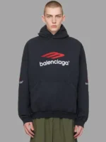 Balenciaga 3b Sports Icon Hoodie Black