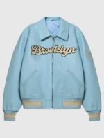 Brooklyn Nets bǝrō x Kid Super Light Blue Full-Zip Leather Varsity Jacket