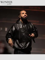 Drake OVO Black Leather Hoodie