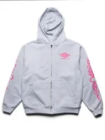 Homesick Pink Taffy Inferno Zip-Up Hoodie Grey