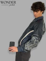 Nude Project Navy Blue Leather Jacket