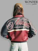 Nude Project Red and Brown Leather Jacket