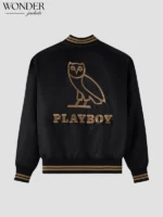 OVO Playboy Black Satin Varsity Jacket