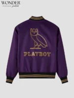 OVO Playboy Purple Satin Varsity Jacket