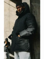 Oba Monogram Puffer Jacket Black