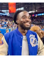 Shaboozey Detroit Lions Blue & White Varsity Jacket