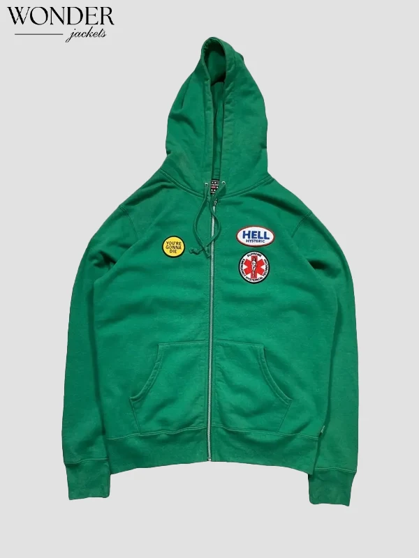 Supreme Hysteric Glamour Fuck Hand Skeleton Hoodie Green