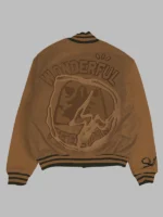 Travis Scott CJ X Fragment Manifest Brown Varsity Jacket