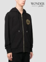 Versace Jeans Couture Logo-Embroidered Zipped Hoodie Black