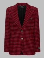 Versace Wool blend tweed single breast jacket red & black