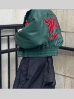 Wish Me Luck Forest Green League Bomber Jacket