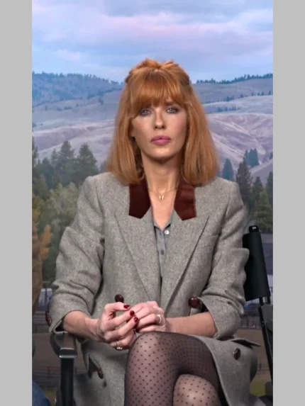 Yellowstone Kelly Reilly Grey Double Breasted Blazer Coat