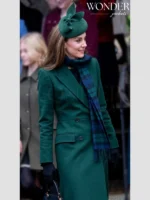 2024 Christmas Service Kate Middleton Green Long Coat