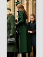 2024 Christmas Service Kate Middleton Wool Green Coat
