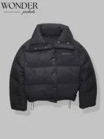 Down Puffer Jacket In Black and Brown