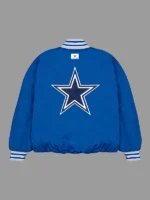 Dallas Cowboys GOLF WANG Blue Satin Bomber Jacket