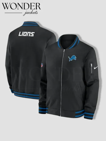 Detroit Lions Nike 2024 NFL Sideline Bomber Jacket Black
