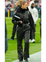 Erin Andrews Black Leather Jumpsuit