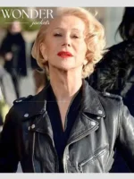 Helen Mirren Black Leather Jacket Biker