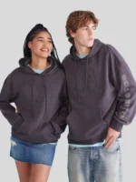 Hello Kitty Embossed Face Pullover Hoodie Grey